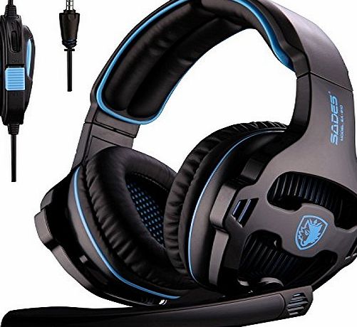 Sades [2016 SADES SA810 New Released Multi-Platform New Xbox one PS4 Gaming Headset ], Gaming Headsets Headphones For New Xbox one PS4 PC Laptop Mac iPad iPod (Blackamp;Blue)